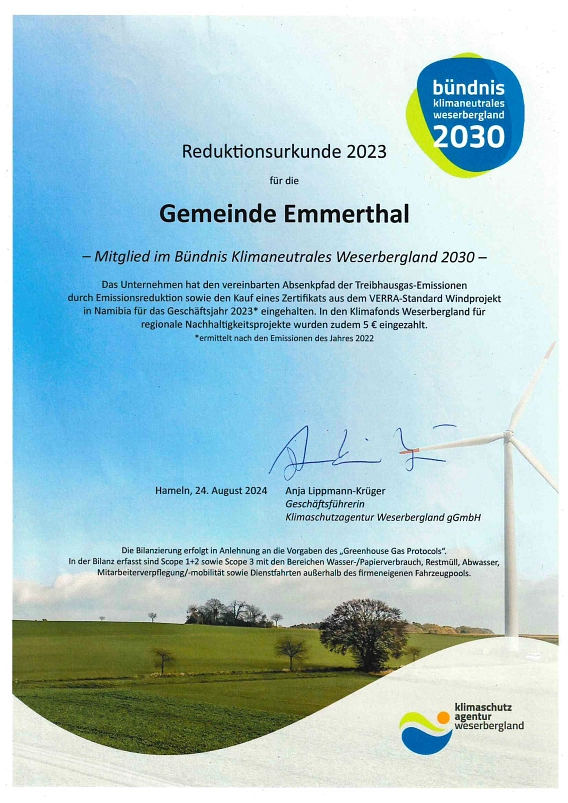 Urkunde 2023 © Gemeinde Emmerthal